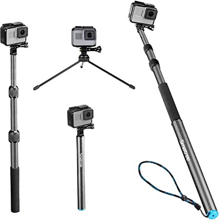 Smatree S3C Perche Flottante Extensible Amovible en Fibre de Carbone avec trépied Compatible avec GoPro Hero 11/Max/GoPro Hero 13/12/11/10/9/8/7/6/5/4/3+/3/GoPro Hero 2018/DJI Osmo Action 3/2,Insta360
