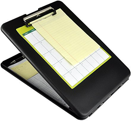 Läufer 00558 SlimMate Portable Desktop Klemmbrett mit Innenfach, für DIN A4 besonders flach, abgerundete Ecken, oben öffnend, Kunststoff, schwarz