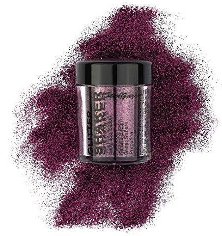 Stargazer Glitter Shaker, Garnet. Cosmetic glitter powder for use on the eyes, lips, face, body, hair and nails.
