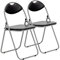 Harbour Housewares Padded Folding Chairs - Easy Store Metal Frame Office Bedroom Seating - Max Load: 114kg - Black - Pack of 2
