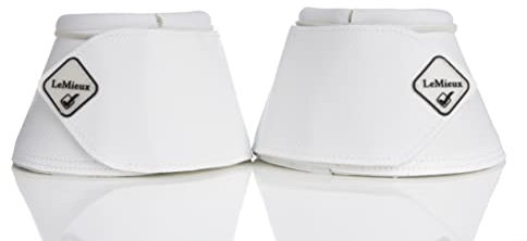 LeMieux Leather WrapRound Overreach Horse Boots - Overreach or Bell Boots for Horses - Schutzausrüstung und Trainingsausrüstung - Pferdestiefel, Wraps & Zubehör (Weiß/Large)