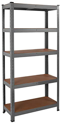 House of Home - Heavy Duty Garage Shelving Unit - Powder Coated Racking with 5 MDF Shelves, Ideal for Garage, Shed, Warehouse Storage - 875 kg Max Load Units - Grey - 70 x 30 x 150 (cm)