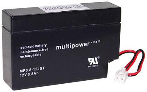 Multipower MP0.8-12JST Bleiakku / Bleigel-Akku / Vliestechnik 12V 800mAh JST kompatibel