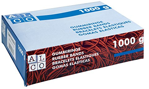 ALCO-Albert - Gummibänder 150 x 10 mm, 1 kg rot | Vielseitige Gummibänder zum Bündeln von Briefen, Akten, Karten und Unterlagen
