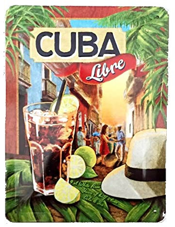 Nostalgic-Art Retro Blechschild, 30 x 40 cm, Cuba Libre – Geschenk-Idee als Bar-Zubehör, aus Metall, Vintage Design, Blechschilder Sprüche