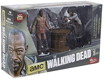 The Walking Dead Deluce Box Actionfigur Morgan Jones und Zombie mit Lanzenfalle
