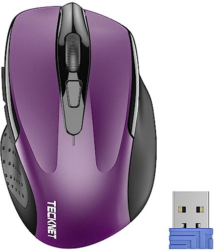TECKNET PRO Mouse Senza Fili, 2600 DPI Mouse Wireless Ergonomico, 2,4G Mouse Ottico con Ricevitore Nano USB, 6 Pulsanti, Durata di Vita di 24 Mesi Compatibile con PC, Mac, Laptop