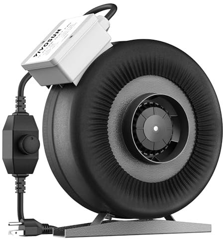 VIVOSUN Rohrventilator 100mm, Inline Lüfter 345 m³/h mit Drehzahlregler, leiser Abluftventilator für Growzelt, Pflanzenzelt und Indoor Garten, Z4 rohrventilator Schwarz