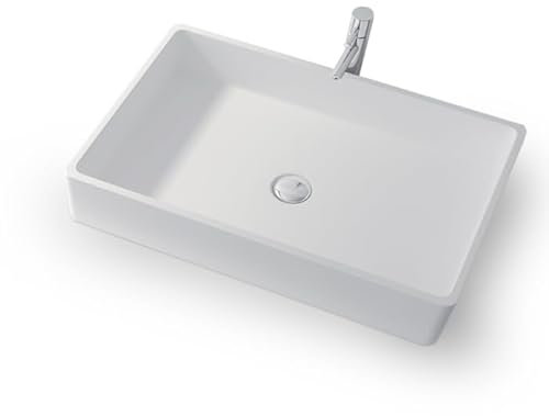 MALO - Vasque rectangulaire à poser - Design Elégant et Raffiné - Solide et Robuste - Entretien Facile - Blanc - 40 x 80 x 15 cm