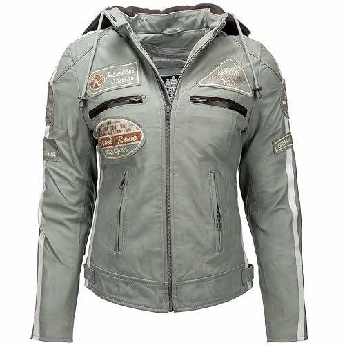 Urban Leather 58 Veste de Moto avec Protections - Femme - Gris - M/40 UR-161