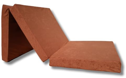 Natalia Spzoo – gemütliche Faltmatratze Klappmatratze mit Schaumstoffkern & abnehmbarem Bezug – 3-teilige klappbare Schlafmatte 195 x 65 x 8 cm (Hell-Braun 1000-100% Polyester)