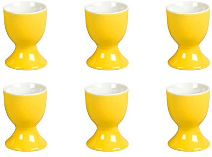 Ritzenhoff & Breker Doppio Eierbecher, 6er Set, Ei Becher, Eierhalter, Geschirr, Porzellan, Sonnengelb, 5 cm, 565065