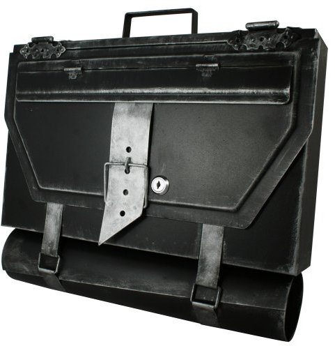 HMF Briefkasten Antik UNIKAT Aktentasche Design, Zeitungsrolle, Silber