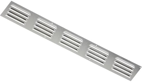 Map Aluminium Louvre Door Vent 18 x 2 Air Grate Plinth Silver | 466 x 51mm Kitchen Worktop Grille Cover