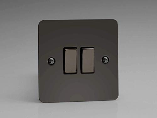 XFi2D Varilight Ultra Flat Plate Iridium Black 2 Gang Light Switch