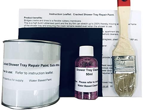 1 x Cracked Shower Tray/Base Repair Paint. Satin White.