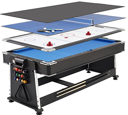 Mightmast Revolver 3-in-1 Pool/Air Hockey/Tavolo da Ping Pong, 2,1 m, Colore: Nero