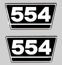 IHC Aufkleber International 2x Typenaufkleber 554 Logo Emblem Sticker Label ca. 21x9,5cm