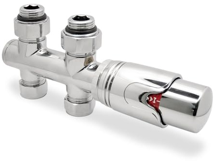 Straight Underside 50mm Euro Connection Chrome Thermostatic Valves for Radiators & Towel Rails