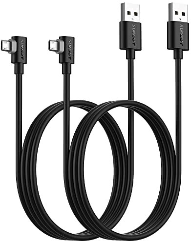 SUNGUY Câble Micro USB 90 Angle, 2 pièces 1m 3A Micro USB Câble de charge USB 2.0 Transfert de données Compatible avec Galaxy S7 Edge S6 S5, Moto E6 5 4, Xperia Z5, Kindle Fire, LG