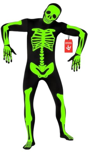 Morphsuits Leuchtendes Skelett Kostüm für Erwachsene, Halloween und Karneval - L, MPSGL