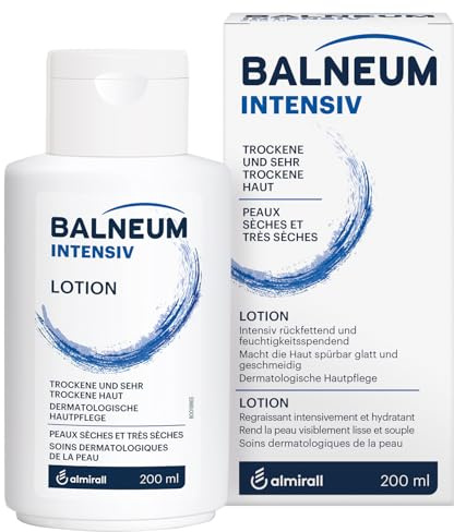 Balneum Intensiv Lotion, für trockene, sehr trockene und gereizte Haut, intensiv rückfettend, feuchtigkeitsspendend, hoher Lipidgehalt, mit dermatologisch ausgewählten Inhaltsstoffen, 200 ml