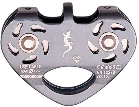 Fixe - Polea de Doble Eje para Tirolinas y Cable - Acero Inoxidable con Rodamientos de Bolas - Alta Resistencia 20 kN - Aluminio - Certificado EN12278