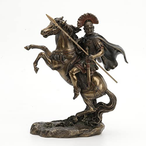 25,4 cm römischen Armee Officer Centurion W/Speer auf Pferd Statue Skulptur Soldier