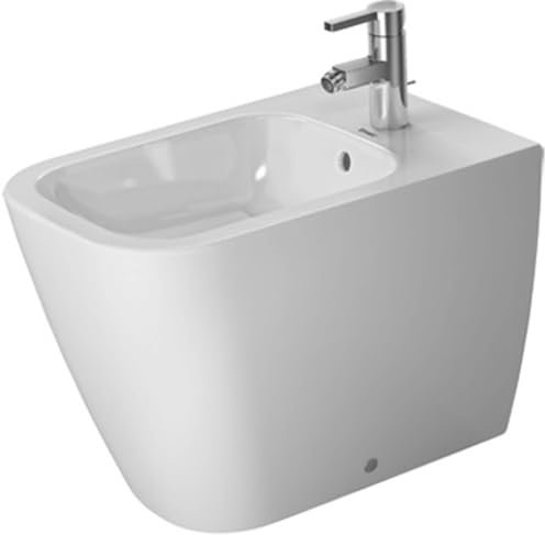 Duravit Stand-Bidet Happy D.2 back to wall 57cm mit Überlauf, mit Hahnlochbank, 1 Hahnloch, 22671000001, Farbe: Weiß