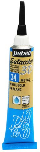 Peinture tissu Setacolor 3D Metal Or Blanc 20ml Pebeo