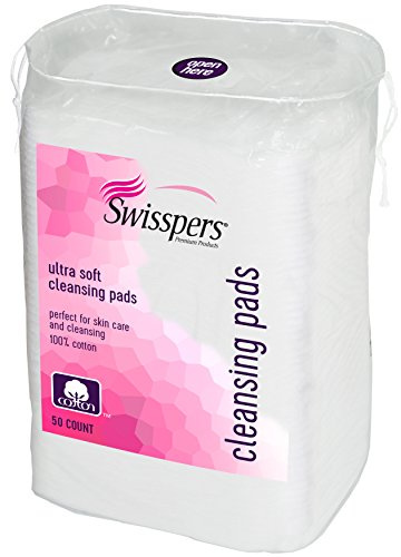 Swisspers Premium Facial Cleansing Pad, 100% Cotton, Ultra Soft, Extra Large, 50 Pads per Re-closable Bag