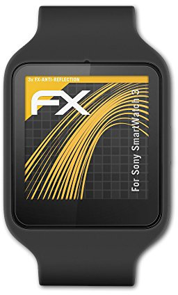 atFoliX Panzerfolie kompatibel mit Sony SmartWatch 3 Schutzfolie, entspiegelnde und stoßdämpfende FX Folie (3X)