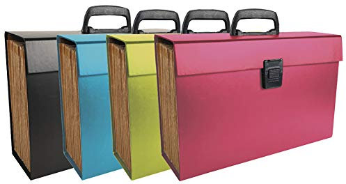 Exacompta - Réf. 58420E - 1 trieur valisette avec poignée Economique - couverture rembordée papier - fermeture par bouton poussoir - 20 compartiments - dim 38,5x25x12cm - couleurs aléatoires