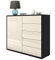 Vladon Sideboard Ben V2, Made in Germany, Kommode mit 1 Tür und 5 Schubladen, Schwarz matt/Creme Hochglanz (79 x 74 x 36 cm)