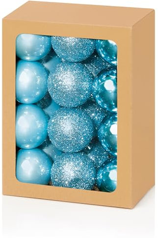 24 x Ice Blue shatterproof Christmas tree Baubles Decorations Mixed finishes by Premier Decorations