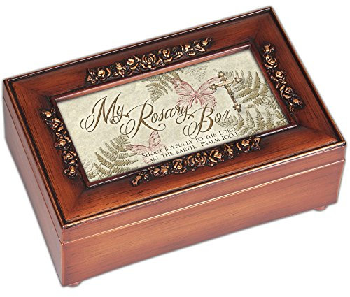 Rosenkranz Box Kruzifix Schmetterling Holz-Finish Petite Rose Schmuck Spieluhr spielt Ave Maria