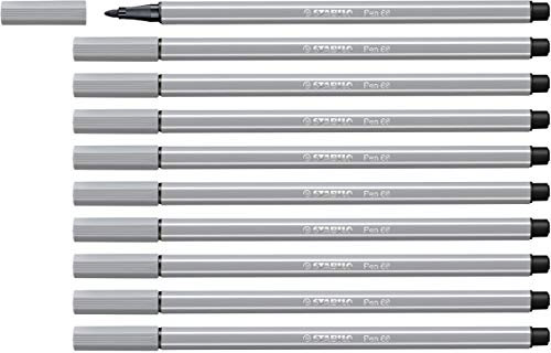 Stabilo Pen 68 - Pennarello Premium - Confezione da 10 - Grigio Medio