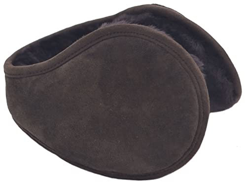 Lambland Cache-oreilles à ressorts en peau de mouton et daim, marron foncé, taille unique