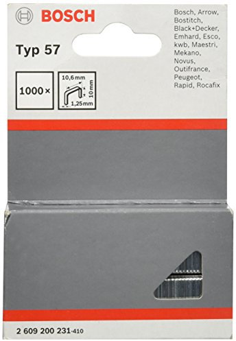 Bosch Accessories Professional 1000x Flachdrahtklammer Typ 57 (Natürliche Materialien, Beschichtungsstoff, 10.6 x 1.25 x 10 mm, Zubehör Tacker)