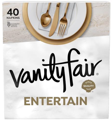Vanity Fair Entertain Paper Napkins, 40 Count, Disposable Napkins Made For Entertaining And Events