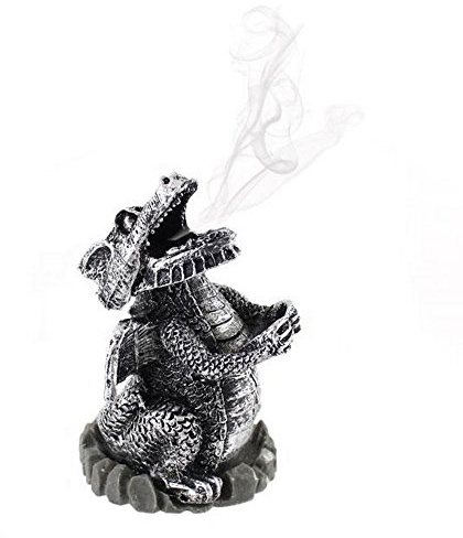 Mystischer Silberdrachen-Räucherkegelhalter – 9,5 cm x 6 cm (1 Stück) – einzigartig und aufwendig gestaltet – faszinierende Heimdekoration und Aromatherapie-Erfahrung