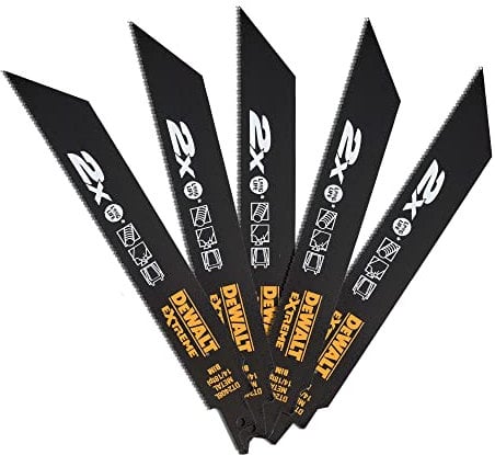 DEWALT Lame de Scie Sabre BIM 14/18 TPI 2X LIFE 203mm - Conception en Métal Robuste - Découpe de Matériaux Variés - Excellente Résistance - Convient pour une Utilisation Professionnelle, DT2408L-QZ