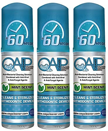 OAP Orthodontic Cleaner Cleaner | For Retainers, Dentures, Mouth Guards & More | 60 Second Foam | Paraben, Sulfate and Triclosan Free | 44.3 mL, 3 Bottles