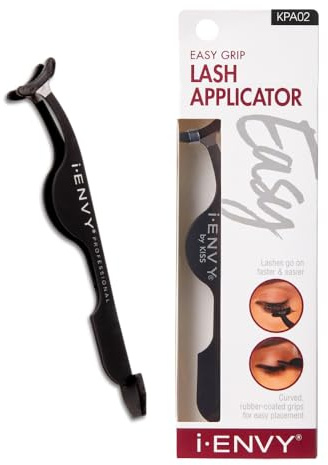 iENVY by Kiss Lash Applicator Tool, DIY Fales Eyelashes Extension Tweezers, Ease of Use & Grip, Fake Cluster Strip Lashes Remover Clip Tweezers Nipper (Black)
