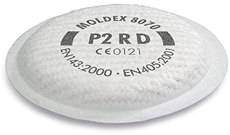 Moldex 865026 Austauschbare Partikelfilter P 2 Nummer 8070, passend zu Mehrwegmaske, bis 10-fach MAK, VPE 8, 8 Stück