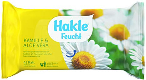 HAKLE 80030 Toilettentücher Kamille und Aloe Vera - feucht, 42 Stück