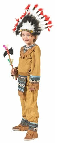 Funny Fashion Indianer Cherokee Jungen Kostüm, Braun, 104