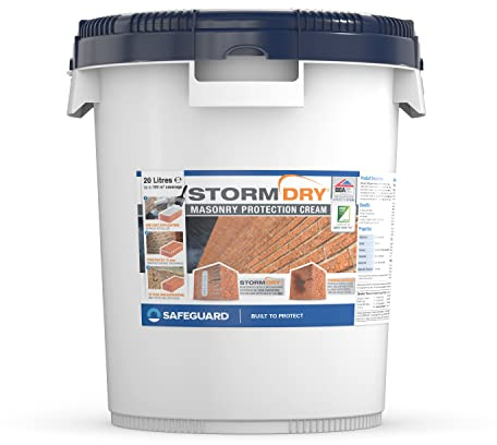 Stormdry Masonry Waterproofing Cream (20 Litre) 25 Year BBA Approved Exterior Brick Sealer. Breathable, Colourless Brick, Concrete, Stone, Mortar, Sandstone & Granite Waterproofer
