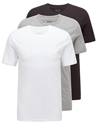 BOSS Herren T-Shirt Rn 3p' T Shirt, Mehrfarbig (Schwarz/Grau/Weiß), L EU