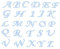 Alphabet Letter Sheet Fancy Small Blue Iron-On Rhinestone Crystal Tshirt Transfer Patch